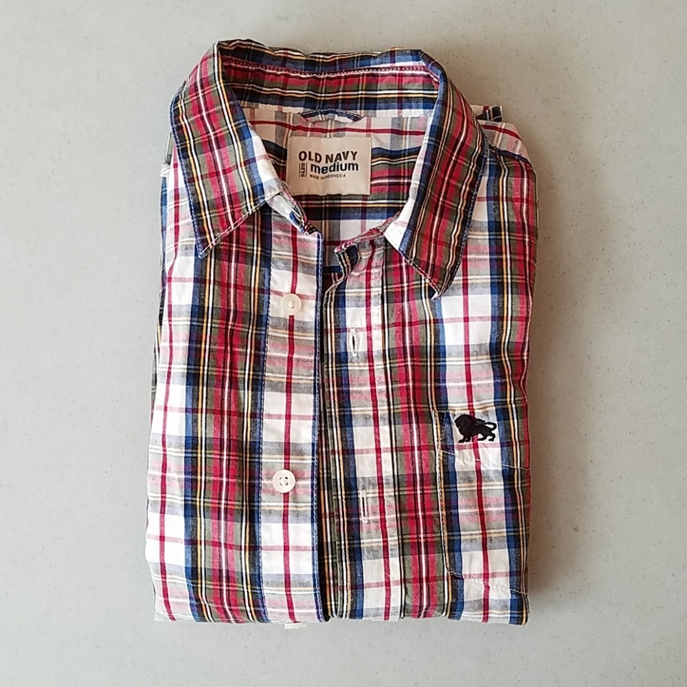 OLD NAVY Boys Button Down Plaid Top
